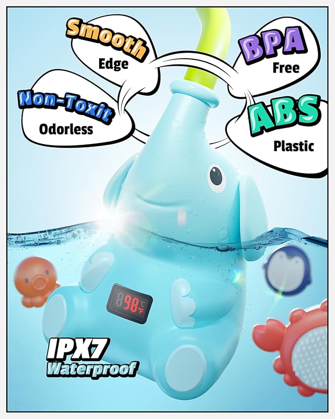 HEMRLY Baby Bath Toys, LED Water Temperature Display, Bath Toys for Infants 6-12 Months with Three Shower Heads, Baby Shower Head for Bath IPX7 Waterproof , Baby Gift for Girls & Boys, Automatic V1