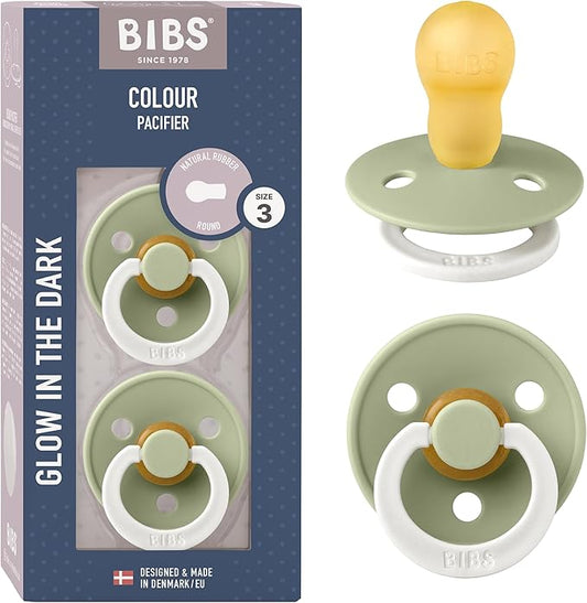 Bibs Pacifiers Color Collection, Set of 2 BPA-Free Latex Pacifiers Made in Europe, Round Nipple Baby Pacifier.