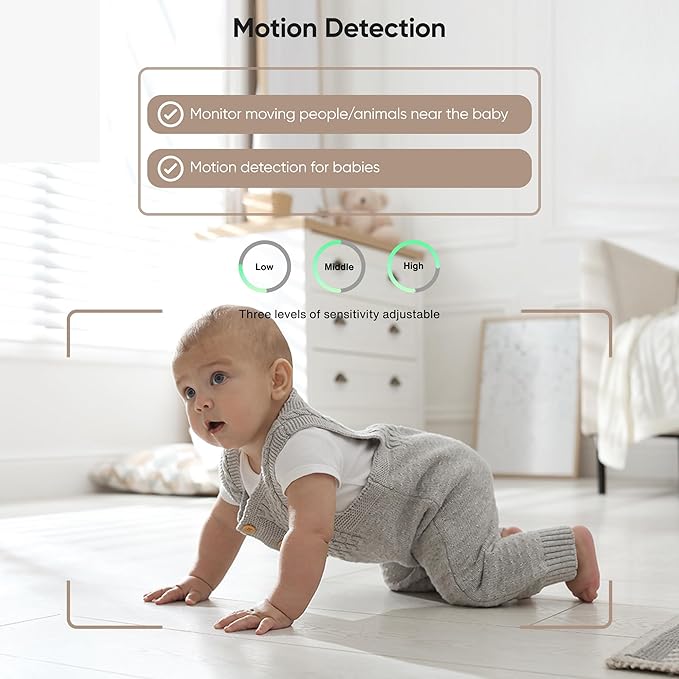 bonoch Add-on Baby Camera Unit for BBM14/BBM16 Only, 2K Video Baby Monitor Camera No WiFi, Split-Screen, Night Vision, 4X Zoom, 2-Way Audio, White Noise, 3Lullabies, Incompatible with Phone