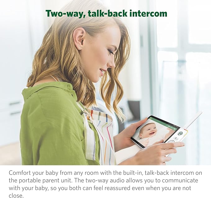 LeapFrog LF915HD Baby Monitor, 5” 720p Screen, 360° Pan & Tilt with 8X Zoom Camera, Color Night Vision, Night Light, Two-Way Intercom, Secure Transmission No WiFi