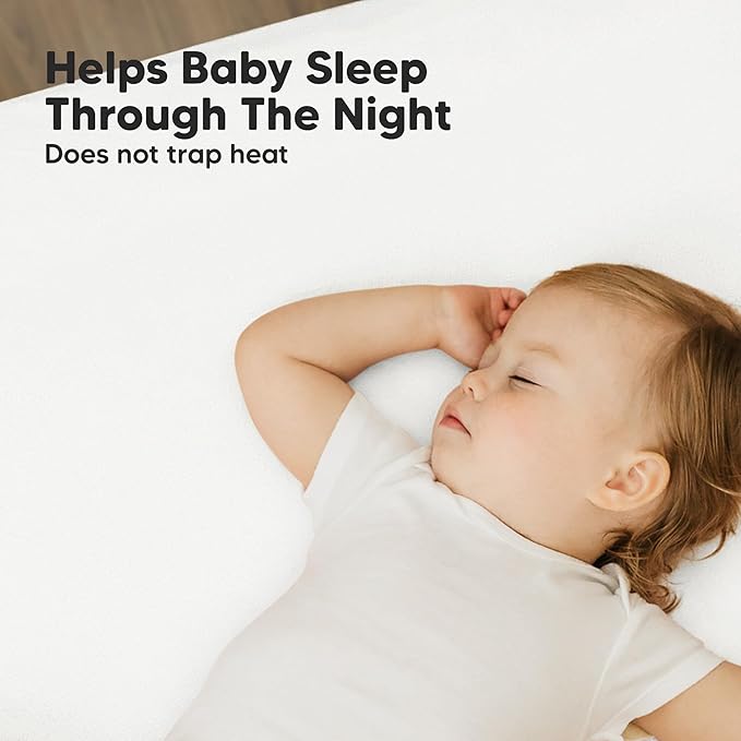 2-Pack Mini Crib Sheets Fitted - 38x26 Pack N Play Sheets for Pack and Play Mattress, Organic Cotton, Soft & Breathable Playard Bedding, Neutral Mini Toddler Bed Cover for Boys, Girls (Soft White)