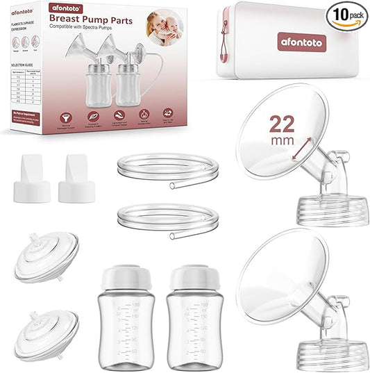 22mm Flange Pump Parts Compatible with Spectra S2/S1/9Plus Replacement Kit, Not Original Spectra S2 S1 Replacement Pump Parts 2 Set Include 22mm Flanges,Duckbill Valve,Backflow Protector,Tube,Bottle