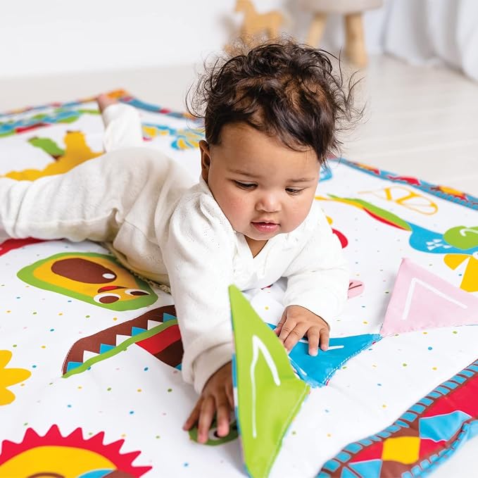 Yookidoo Fiesta Playmat. Folds As Carrying Bag. Indoor & Outdoor Activity Play Blanket with Mirror, Rattle & Teether. Extra Large Washable for Newborn (145 X 100cm)