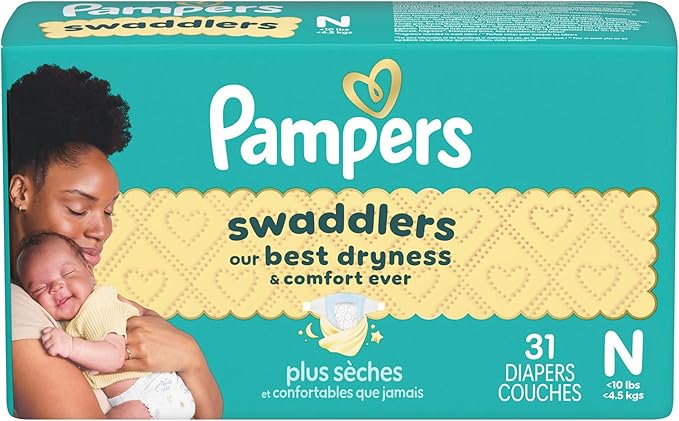 Pampers Baby Diapers - Swaddlers - Size 0, 31 Count, Ultra Absorbent Disposable Newborn Diaper