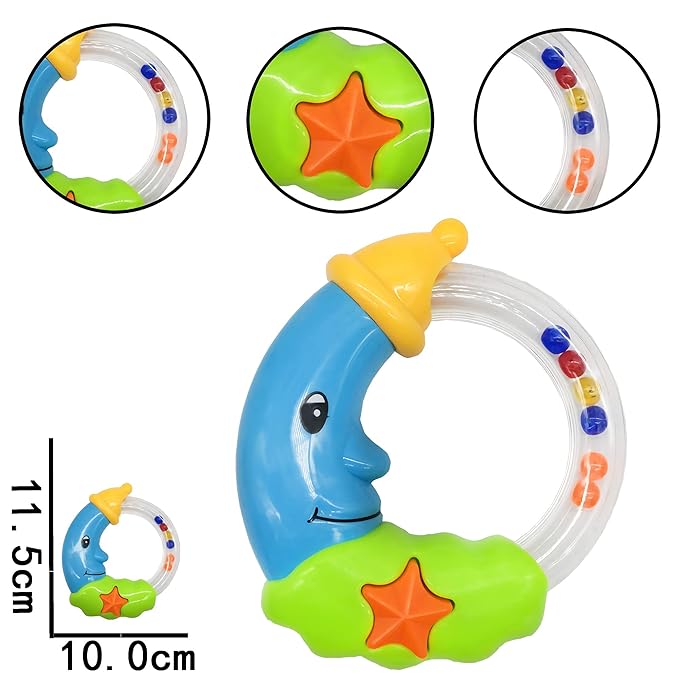 9pcs Baby First Rattle Teether Toy Gift Set with Storage Box for Infant Newborn Baby Boy 0 3 6 9 12 18Month Blue