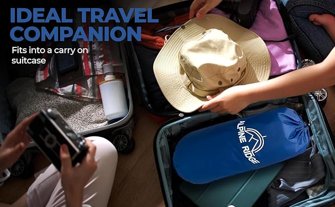 Alpine Ridge - Toddler Travel Bed – Portable Nylon Toddlers Bed with 4-Sided Bumpers – Inflatable Toddler Travel Bed for Camping, Sleepovers – Kids Air Mattress with Built-in Foot Pump