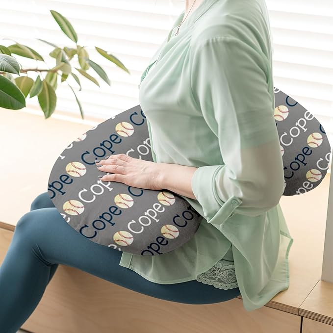 Rucekia Baby Nursing Pillow Cover - Personalized Name Baseball Theme Breastfeeding U-Shaped for Bottle Feeding, Ultra Soft Comfortable Breastfeeding Pillow Cover for Infant Baby Boys and Girls