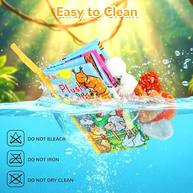 HECCEI Baby Cloth Books Soft Baby Book 0-6 Months Crinkle Books with Plush Tails Touch and Feel Sensory Toys for Infant Tummy Time for 3 Months+ Easter Basket Stuffers