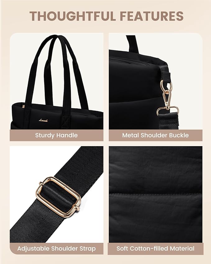 LOVEVOOK Diaper Bag Tote, 15.6inch Puffer Baby Diaper Bag Waterproof Travel Diaper Tote with Changing Pad Pacifier Case