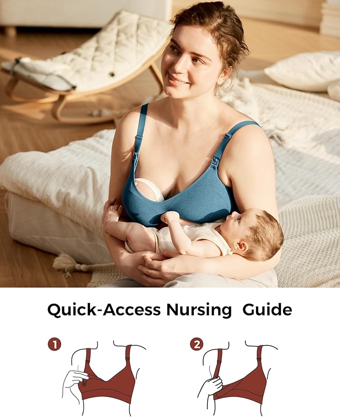 Momcozy Hands-Free Pumping Bra, Wireless & Seamless Breast Pump Bra, Breathable Tencel™ Fabric & Fully Fixed Cups