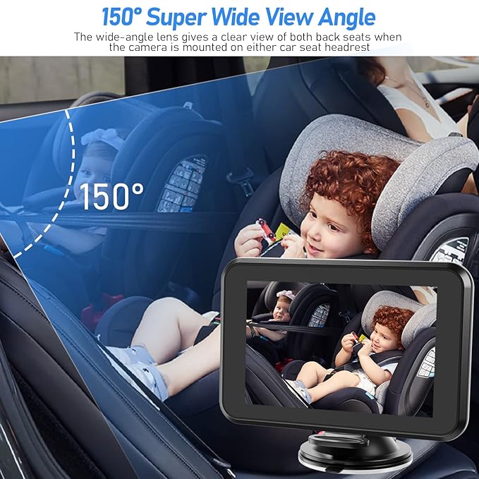 Itomoro Baby Car Camera, 4.3" HD Night Vision Car Baby Monitor with Camera, Safety Seat Baby Car Mirror for Rear Facing 5 Mins Easy Installation ACZ401