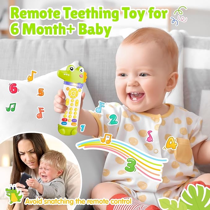 Baby Remote Control Toy, TV Remote Toy for Baby with Realistic Light and Sounds - 3 Languages (English, Spanish & French), Baby Musical Toys Gifts for Boys Girl 6 Month+