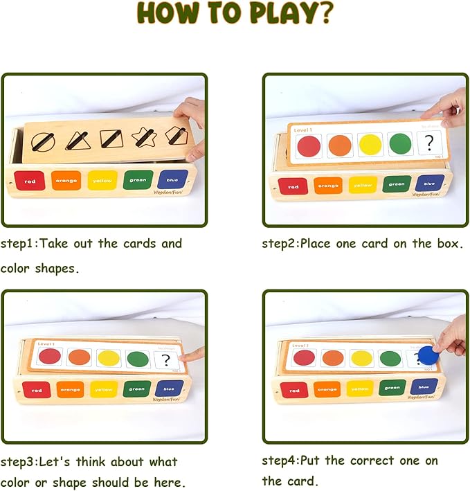 Color Shape Sorting Toy for Toddler, Wooden Montessori Shape Sorter Color Matching Box Game, Learning Sensory Toys Gift for Boy Girl 3 Year Old