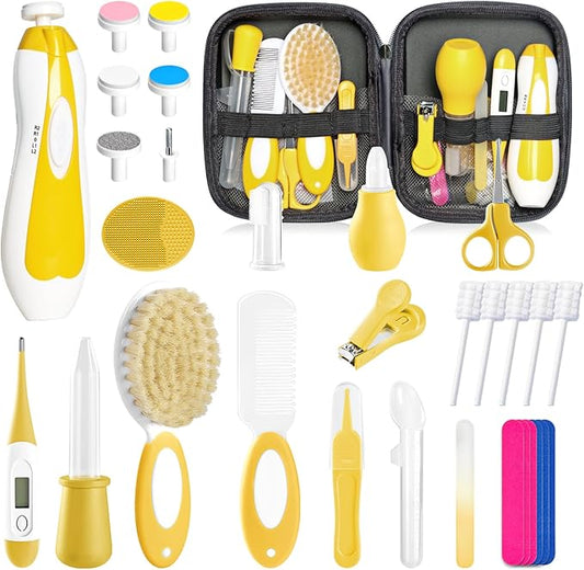 Baby Healthcare and Grooming Kit for Newborn Kids, 31PCS Upgraded Safety Baby Care Kit, Newborn Nursery Health Care Set, Baby Care Products (Yellow)