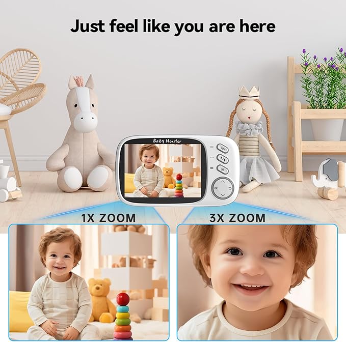 No WiFi Baby Monitor with Camera and Audio,Lag-Free Connection,Plug & Play,IPS Screen,HD Camera,Night Vision, 2-Way Talk,8 Lullabies,1000ft Range,Portable Baby Monitor,2025 Parents' Trusted Choice