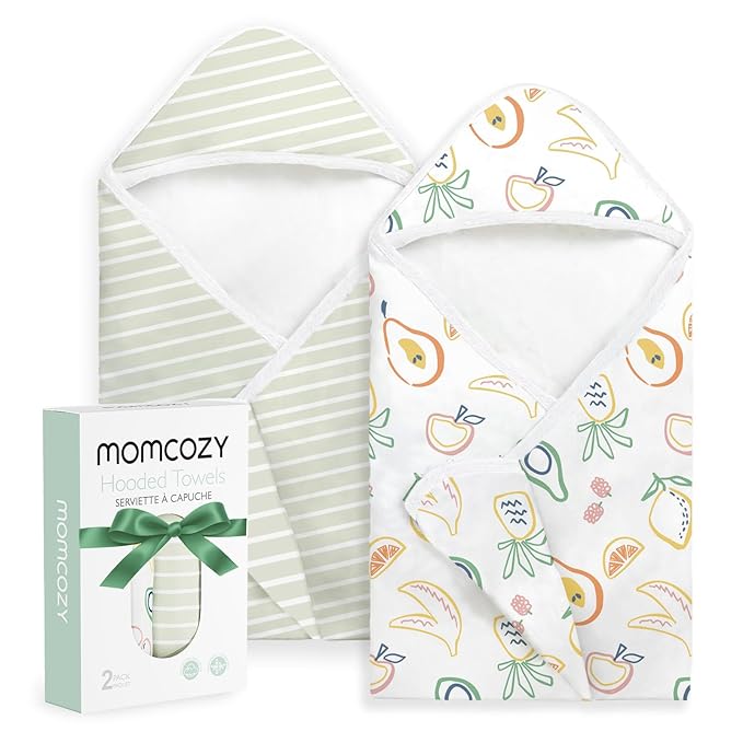 Momcozy Baby Towel with Hooded - Ultra Soft & Absorbent Large Bath Towel Set for Comfort & Gentle on Baby's Skin - Shower Gift & Bath Essential & Baby Registry Search for Newborn,Infant,Toddler,Kids