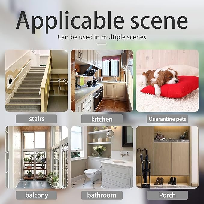 COSEND Extra Wide Baby Dog Gates for Doorways Tension Indoor Safety Gates Black Metal Large Pressure Mounted Pet Gate Walk Through Dog Gate for The House Stairs (Black, 76.38"-86.3"/194-219CM)