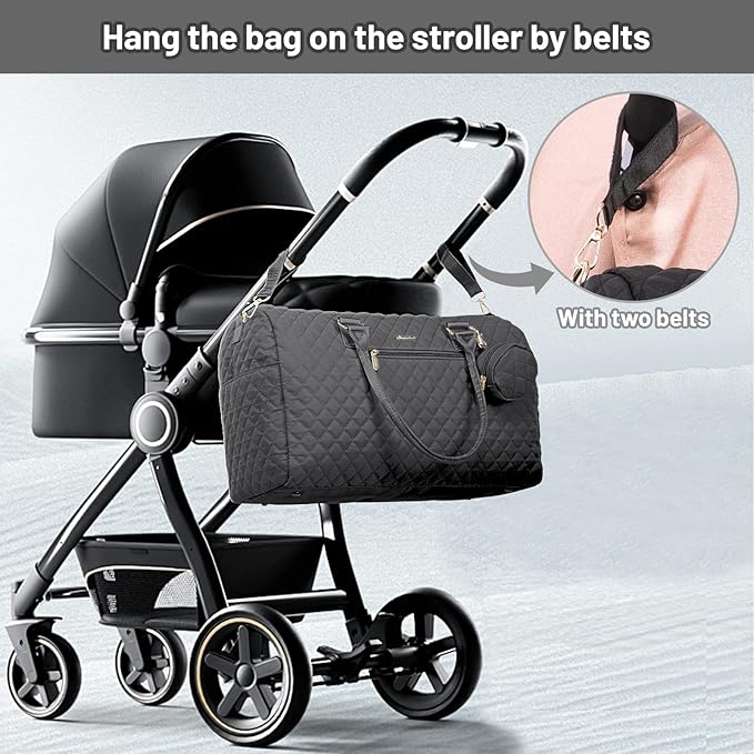 LOVEVOOK Diaper Bag Tote with Pacifier Case and Changing Pad, Large Capacity Mommy Bag for Hospital and Weekender Travel, Functional Baby Bag Newborn Baby Essential, Black