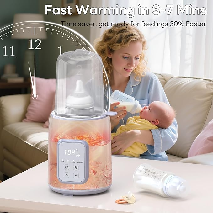 Bottle Warmer, 8-in-1 Fast Baby Bottle Warmer for Breastmilk and Formula,Milk Warmer with Accurate Temperature Control and Automatic Shut-Off,Multifunctional Bottle Warmers for All Bottles (Purple)