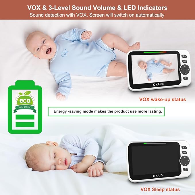 OKAIDI Baby Monitor No WiFi, 6" Extra-Large IPS Screen with 30-Hrs Battery, 1000ft Baby Monitor with Camera and Audio, Remote Pan-Tilt-Zoom Camera for Baby/Pet/Elderly, 2-Way Talk, Night Vision, VOX