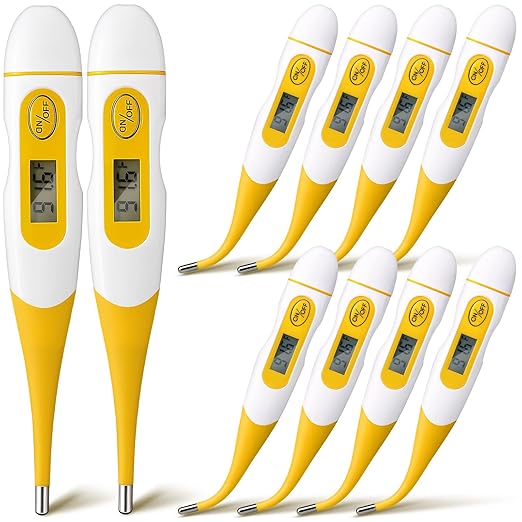 TrelaCo 20 Pcs Thermometer for Adults Digital Oral Thermometer for Fever Basal Body Fast Reading Flexible Tip for Underarm Rectal Mouth Temperature Measurement(Yellow)