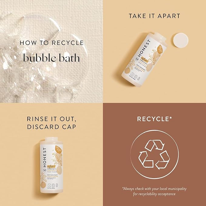 The Honest Company Foaming Bubble Bath, Naturally Derived, Tear-free, Hypoallergenic, Citrus Vanilla Refresh, 12 fl oz