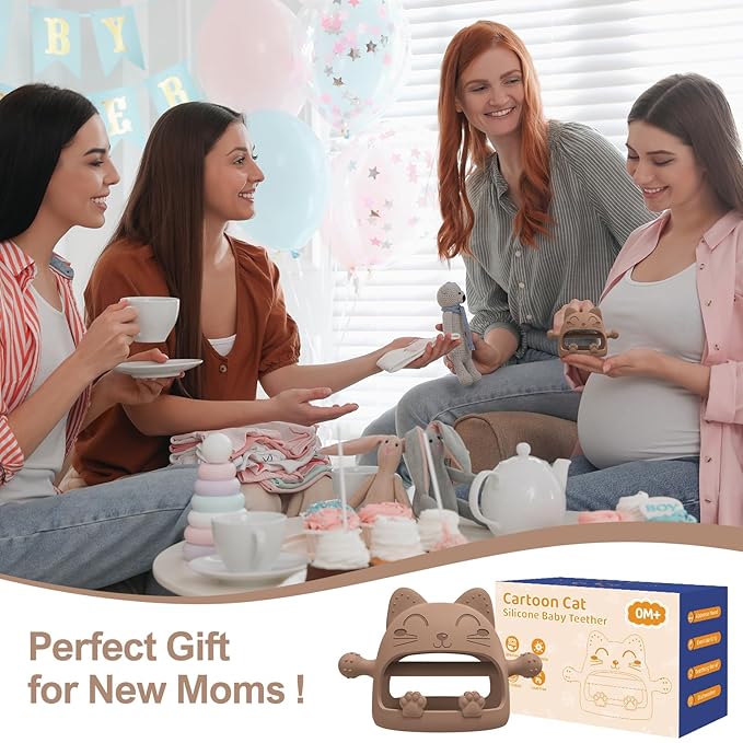 Baby Teether Toys for 6-12 Months - Teething Relief Must-Haves, Hand Teethers, Mitt With Cute Cat Shape - Ideal Baby Shower Gifts