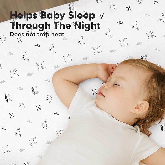 2-Pack Mini Crib Sheets Fitted - 38x26 Pack N Play Sheets for Pack and Play Mattress, Organic Cotton, Soft & Breathable Playard Bedding, Neutral Mini Toddler Bed Cover for Boys, Girls (Nordic)