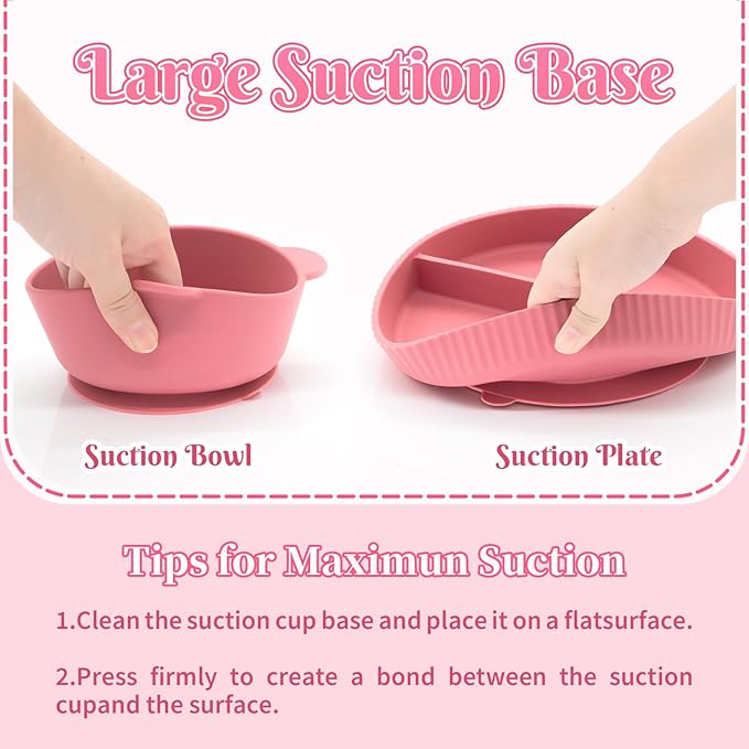 CHCC Silicone Baby Feeding Set 10 Pcs, Baby Led Weaning Supplies, Baby Feeding Supplies Set BPA Free, Baby Essentials for Newborn Gift Red