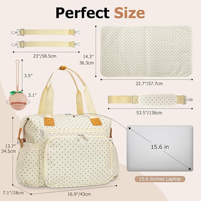 Diaper Bag Tote, Baby Diaper Tote Bags Crossbody Hospital Bag Travel Large Mommy Bag, with Silicone Pacifier Case
