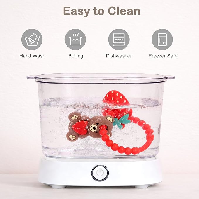 Valentine’s Baby Teething Toys, Teddy Bear & Strawberry Silicone Teether for 3–12 Months, Textured Sensory Chewing Ring for Infants & Toddlers, Baby’s First Valentine’s Day Gift for Boys and Girls