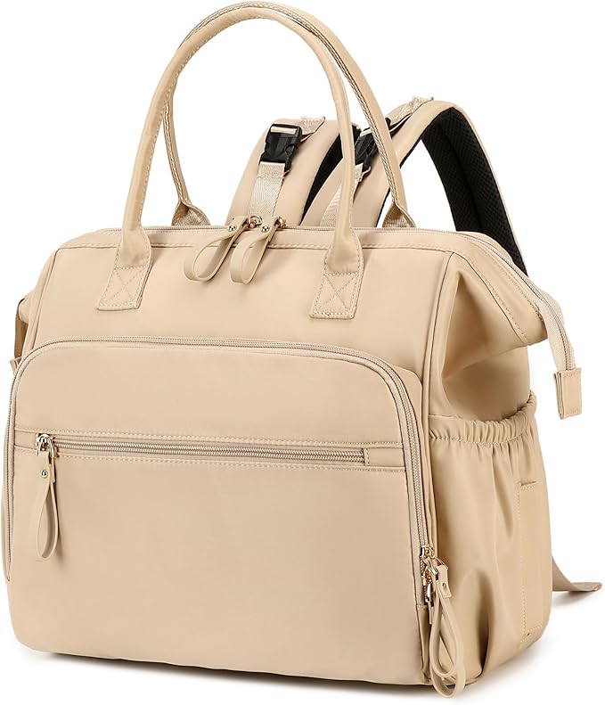 Large Diaper Bag Tote, 14 Pockets Stylish Baby Bag with Stroller Clips and 3 Insulated Pockets, Baby Shower Essentials