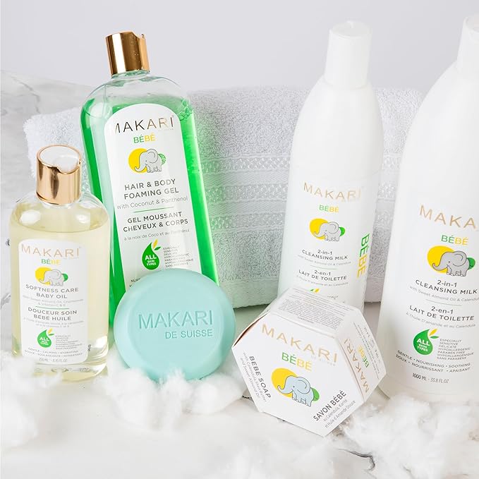 Makari Softness Care Baby Oil with Sweet Almond, Chamomile & Vitamins C & E | Hypoallergenic & Paraben-Free | Ideal for All Skin Types | Gentle Formula for Sensitive Newborn Skin