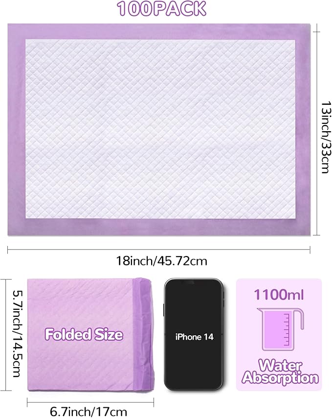 Baby Disposable Changing Pads 100 Pack Disposable Baby Underpads Ultra Soft Waterproof Diaper Changing Liners 13 x 18 in