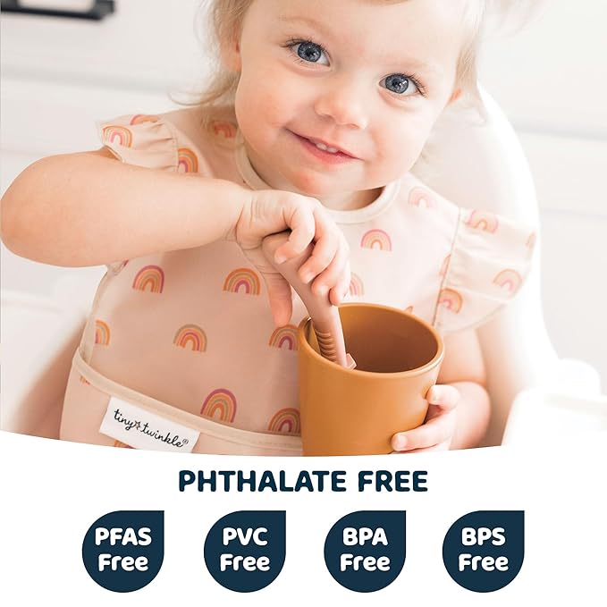 Tiny Twinkle Mess Proof Baby Bib for Boys | Waterproof Toddler Bib for Eating | Baby Apron for Feeding, Machine Washable | Perfect Shower Gift (Peace, 6–24M)