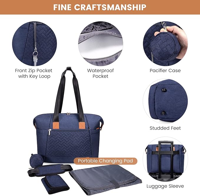 LOVEVOOK Diaper Bag Tote, Large Baby Diaper Bag Waterproof Travel Diaper Tote with Changing Pad