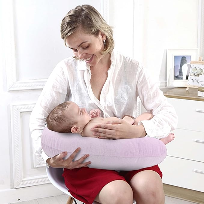 LAT Waterproof Nursing Pillow for Breastfeeding,Waterproof Removable Cover,Ergonomic Breast Feeding Pillows Baby for Baby Boys and Girls,Machine Washable(Pink)