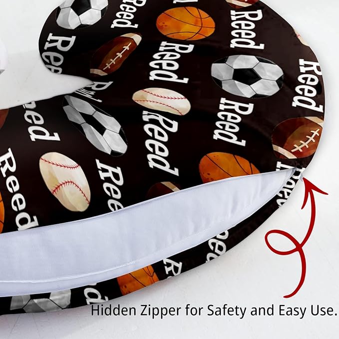 Rucekia Baby Nursing Pillow Cover - Personalized Name Ball Theme Breastfeeding U-Shaped for Bottle Feeding, Ultra Soft Comfortable Breastfeeding Pillow Cover for Infant Baby Boys and Girls