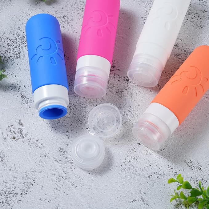 Zafit Travel Bottles for Toiletries, TSA Approved Travel Containers 3oz Leak Proof Travel Tubs Refillable Liquid Travel Accessories for Shampoo Conditioner Lotion Body Wash(Multicolored D)