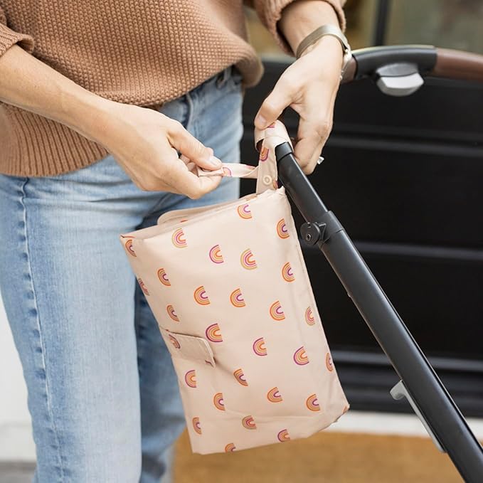 Tiny Twinkle Portable Diaper Changing Pad | Waterproof, Wipeable & Compact Baby Changing Pad for Travel | Smart Wipes Pocket & Organized Storage| Newborn Shower Gift (Boho Rainbow)