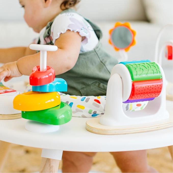 Move2Play 4-in-1 Baby Activity Center | Montessori-Inspired Design | 8 Interactive Toys | Tummy Time, Exersaucer & Toddler Table | Shower Gift | Essential | Must Have for 3, 6, 12 Month Old (Sun)