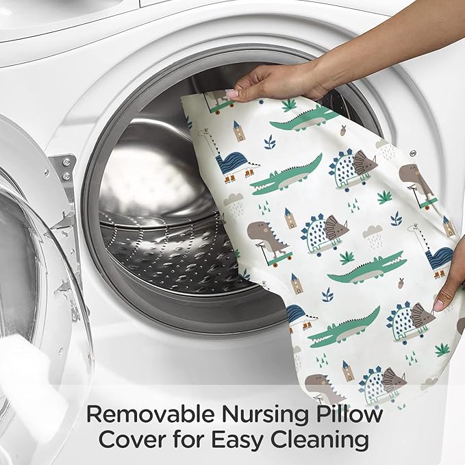 Little Grape Land Nursing Pillow for Infants, Breastfeeding Pillows, Baby Support Pillow for Nursing, Bottle Feeding, Tummy Time with Machine Washable Cover & Breathable Filling, Alligator