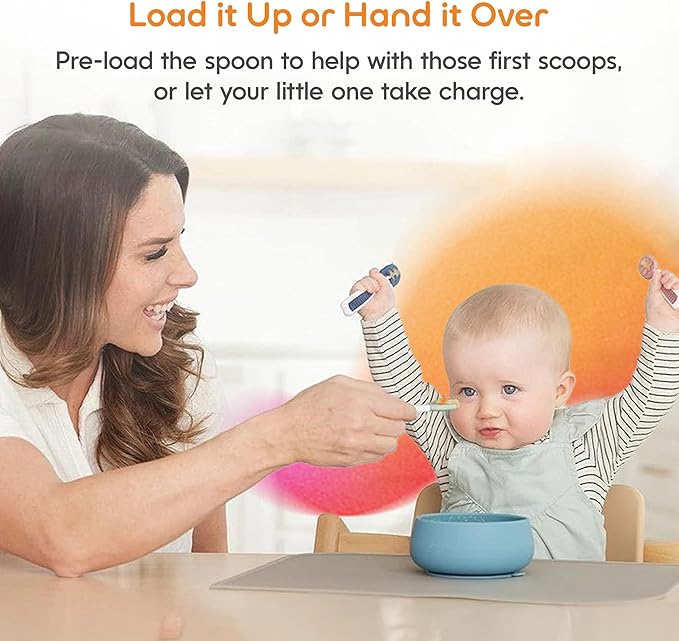 NumNum Baby Spoons Set, Baby Essentials Pre-Spoon GOOtensils for 6+ Months, First Stage Self-Feeding Spoons for Baby Led Weaning (BLW), Silicone Toddler Utensils, BPA-Free, 2 Pack Beige/Mauve