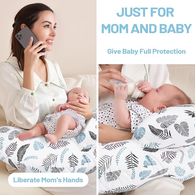 AMASKY Breastfeeding Pillows for More Support for Mom and Baby, with Removable Cotton Cover, Machine Washable, Pallet of Product(Milky White)