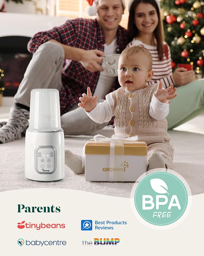 Bottle Warmer, Grownsy 8-in-1 Fast Baby Bottle Warmer with Timer, Safe for Breastmilk Nutrients, Accurate Temperature Control, with Defrost, Sterili-zing, Keep Warm, Heats Baby Food & Bottles