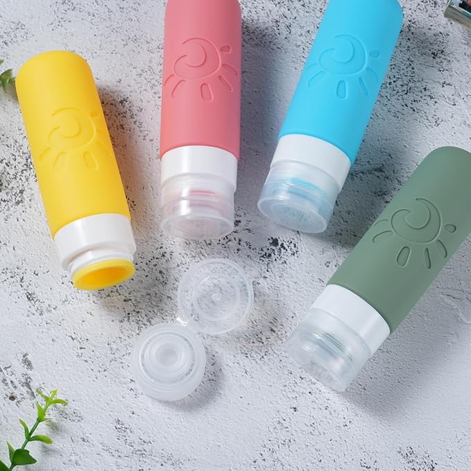 Zafit Travel Bottles for Toiletries, TSA Approved Travel Containers 3oz Leak Proof Travel Tubs Refillable Liquid Travel Accessories for Shampoo Conditioner Lotion Body Wash(Multicolored F)