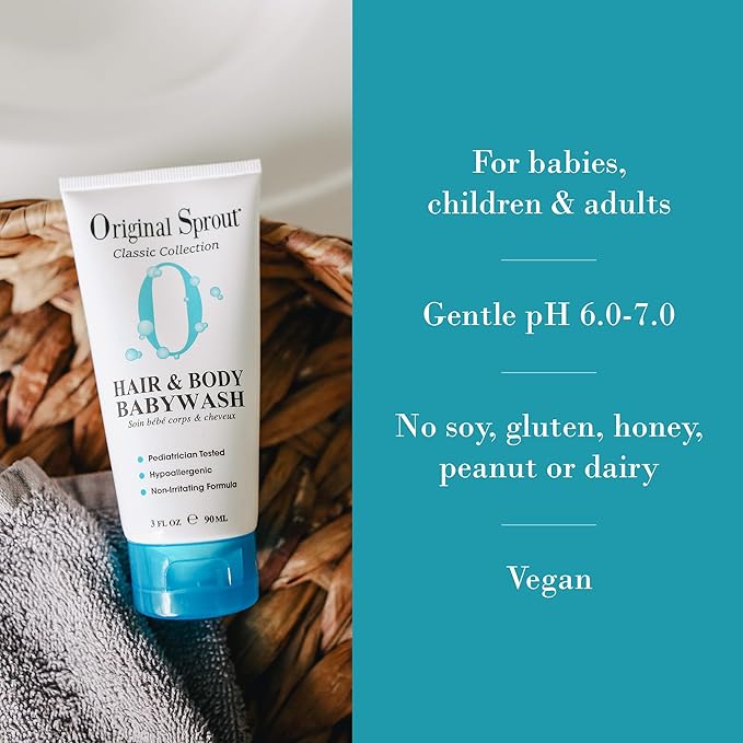 Original Sprout Baby Shampoo and Body Wash, Hypoallergenic Formula with Organic Calendula & Rosemary for Sensitive Hair & Skin, 12 oz. Bottle