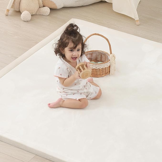 1.5" Thick Baby Play Mat for Floor Tummy Time, 50"x 50" Pro Soft Baby Activity Playmats Playroom, Easy Care with Non-Slip Safe for Infant Toddler Kids Crawling(Cream)