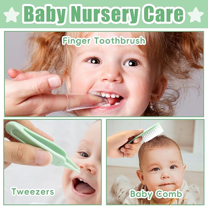 Qunlions life Baby Grooming Kit for Boys Girls Safety Newborn Nursery Essentials Grooming Set Green 18 in 1