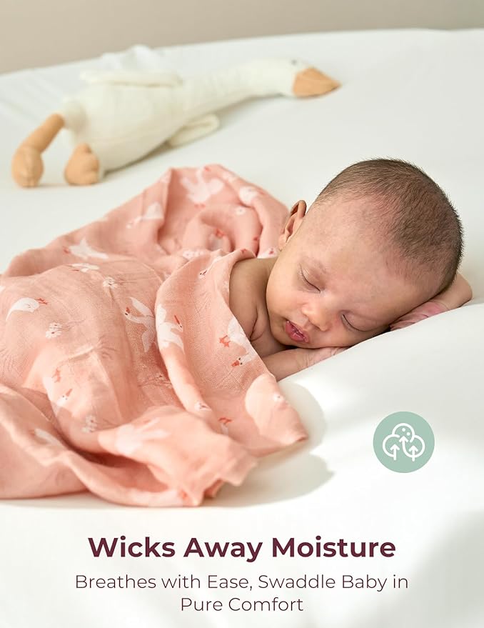 Momcozy Muslin Best Wishes Swaddle Blankets, Ultra Soft Neutral Registry Essentials, Pasture Pals & Pumpkin Dreams, Breathable Large 47'' x 47'' Newborn Boys Girls Receiving Blanket